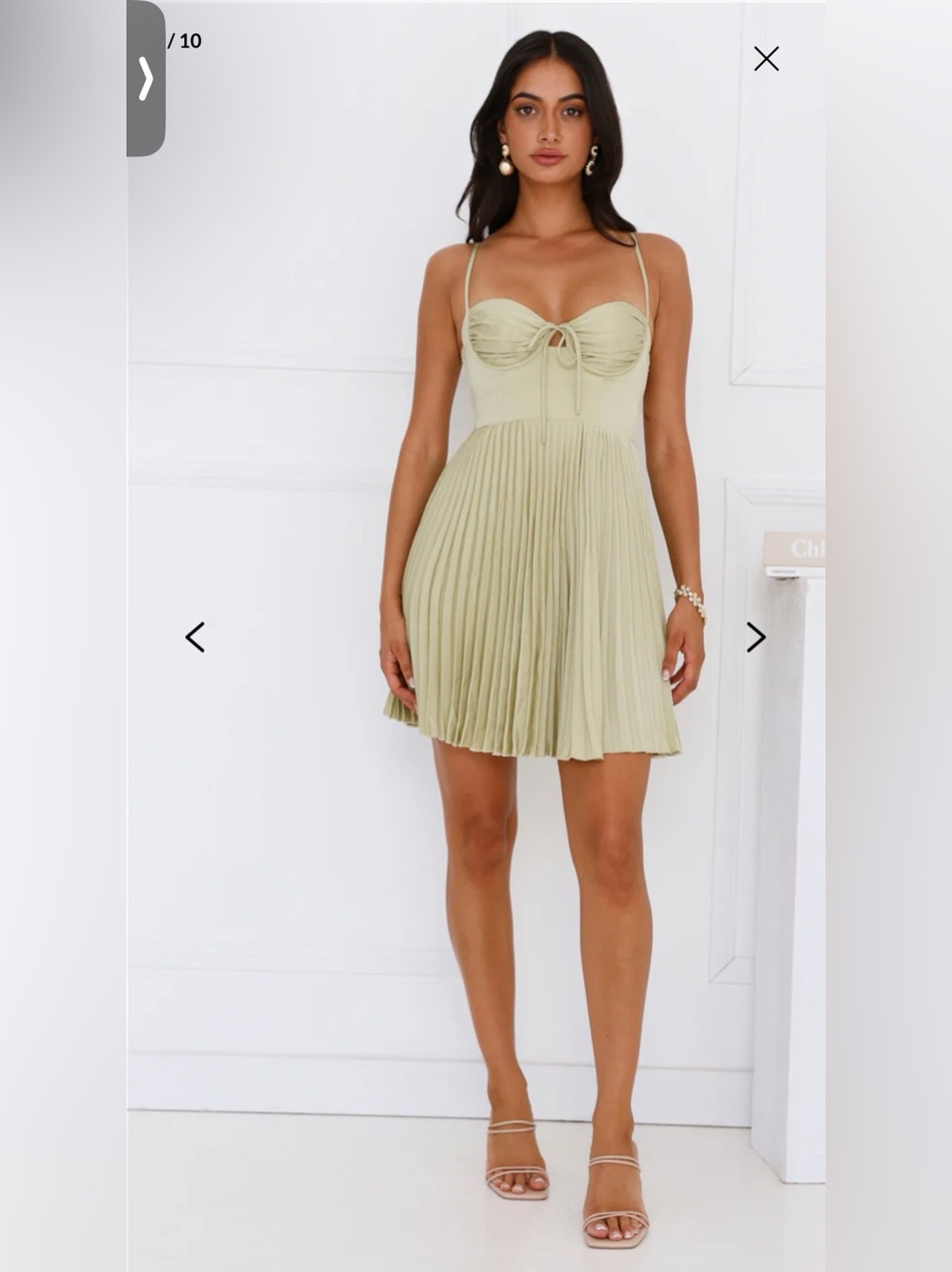 SPARKLING ADVENTURE SATIN MINI DRESS OLIVE